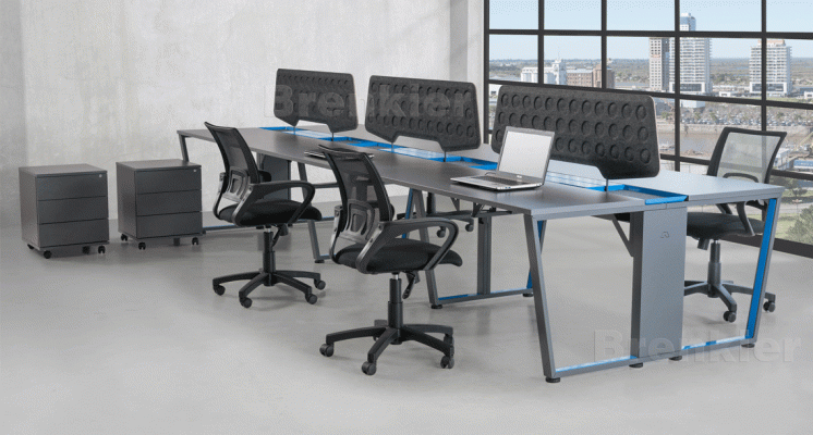Muebles de oficina-Puesto de trabajo cuaduple enfrentado- Linea X5