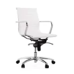 Sillon ejecutivo respaldo bajo para oficina, tapizado blanco