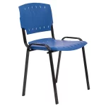 Silla plástica fija color azul.