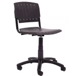 Silla plástica giratoria color negro.