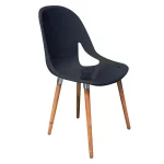 Silla fija plástica , color negro con patas de madera