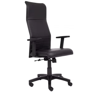 Sillon ejecutivo alto para oficina, con apoyabrazos, tapizado en negro