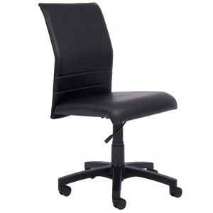 Silla de arrime, sin brazos. Tapizado negro