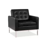 Sillon de 1 cuerpo, base en caño cuadrado cromado, almohadones tapizado en ecocuero negro