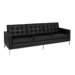 Sillon de 3 cuerpos, base en caño cuadrado cromado, almohadones tapizado en ecocuero negro