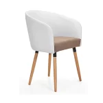 Silla recepcion con patas de madera, asiento y respaldo tapizado