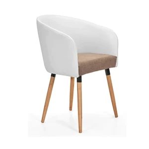 Silla recepcion con patas de madera, asiento y respaldo tapizado