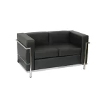 Sillon recepcion de 2 cuerpos, estructura cromada, almohadones en ecocuero negro