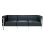 Sillon recepcion de 3 cuerpos, estructura cromada, almohadones en ecocuero negro
