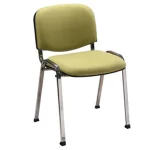 Silla fija, tapizada tela, cuatro patas cromadas.