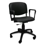 Silla giratoria, tapizado ecocuero negro. Con apoyabrazos.