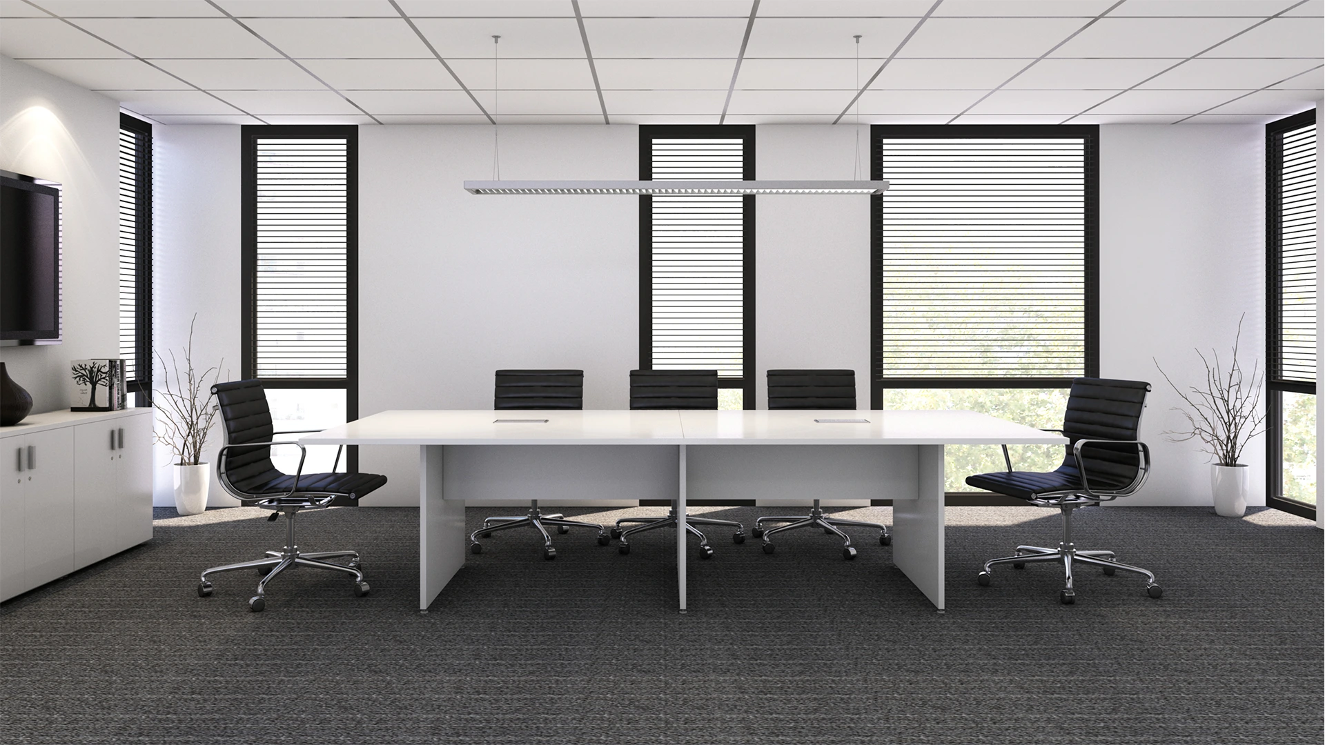 Mesa reunión L25 blanca. Vista lateral.