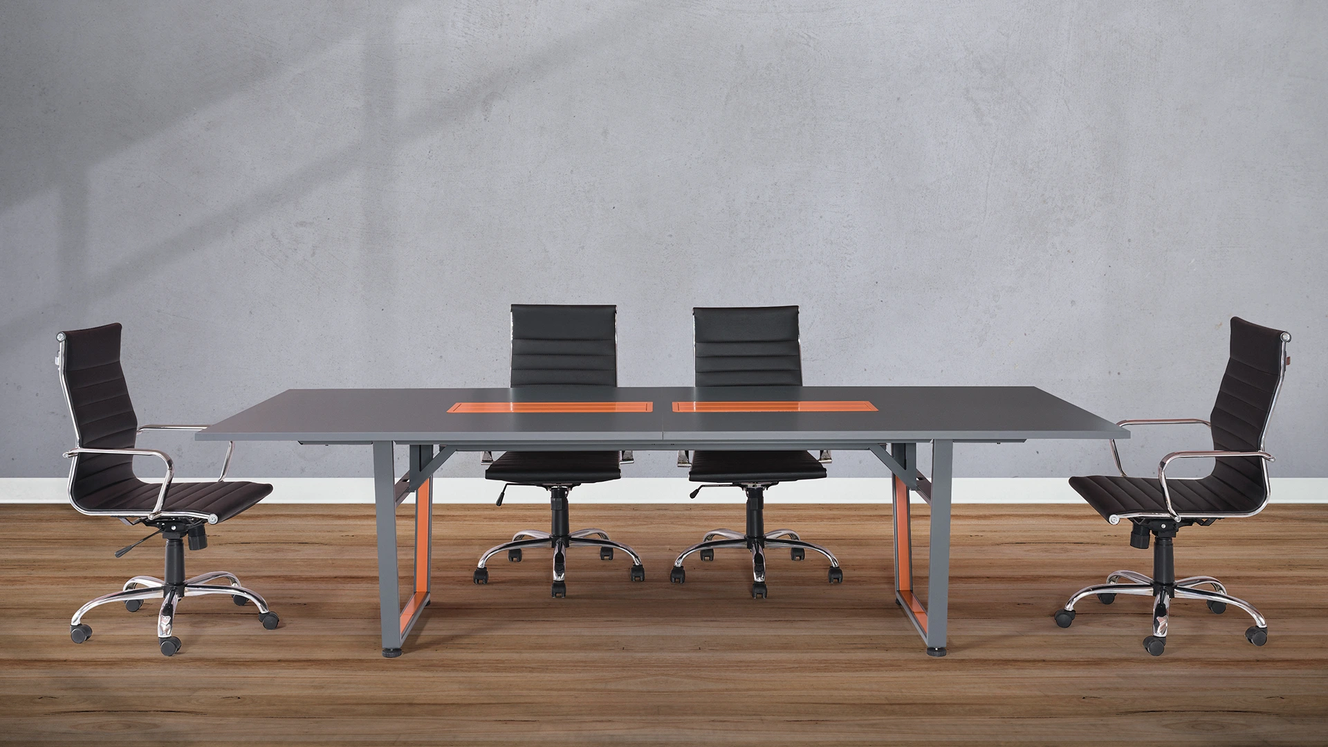 Mesa reunión X5 gris con detalles naranja