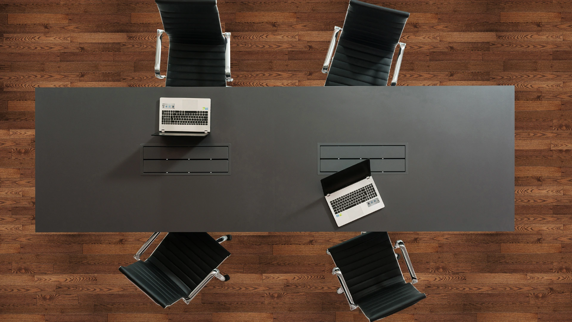 Mesa reunión X5 gris, vista superior
