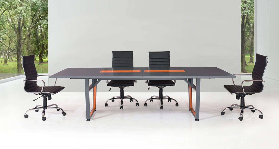 Mesa reunión X5 gris con detalles naranja