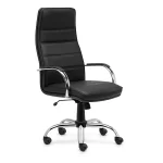 Sillon alto con estrella y apoyabrazos cromados. Tapizado ecocuero negro.