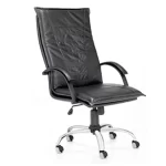 Sillon para oficina respaldo alto, base cromada con apoyabrazos