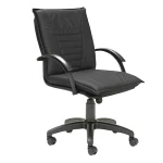 Sillon mediano giratorio con apoyabrazos, tapizado en cuerina negra