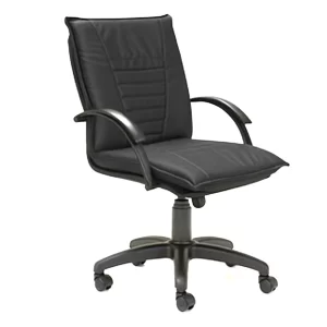 Sillon mediano giratorio con apoyabrazos, tapizado en cuerina negra