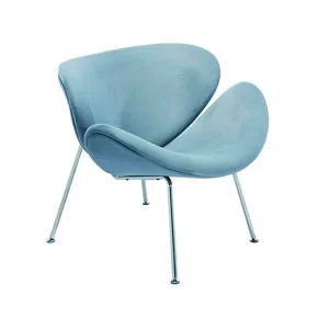 Sillon Paulin Base cromada, asiento y respaldo tapizado celeste