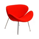 Sillon Paulin Base cromada, asiento y respaldo tapizado en tela roja