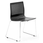 Silla Sevilla plástica color negro, base trineo cromada.
