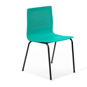 Silla Sevilla plástica color verde, base cuatro patas negras.