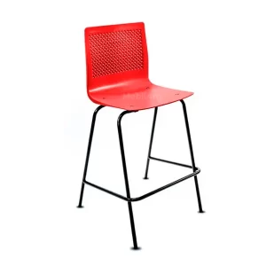 Taburete. Asiento monocasco plastico.\Base en caño cromado de cuatro patas.