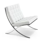 Sillón barcelona de 1 cuerpo, estructura cromada, almohadones blancos