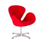 Sillón Swan, tapizado en ecocuero color suela, base en aluminio