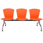 Tandem plastico de 3 cuerpos. Base cromada, asientos monocasco plastico naranja.