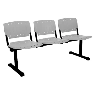 Tandem plastico Eco de 3 cuerpos. Base negra, asiento y respaldo gris
