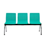 Tandem plastico de 3 cuerpos. Color verde, base curva cromada. Vista frontal