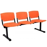 Tandem plastico Eco de 3 cuerpos. Base negra, asiento y respaldo naranja