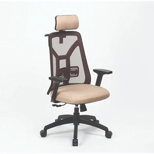 silla tokio con cabezal, red negra, tapizado beige