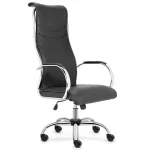 Sillon giratorio respaldo alto, base y apoyabrazos cromados.