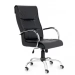 Sillon giratorio, respaldo alto. Apoyabrzos y estrella cromada