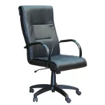 Sillon giratorio, respaldo alto. Apoyabrzos y estrella negra