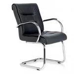 Sillon respaldo medio, base trineo y apoyabrazos cromados