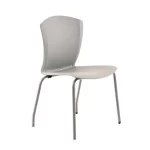 Silla plástica fija, color gris, base cuatro patas cromada